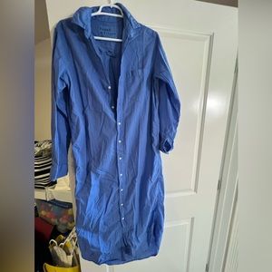 Frank & Eileen Rory Maxi Shirtdress Periwinkle Blue Organic Cotton Size Small